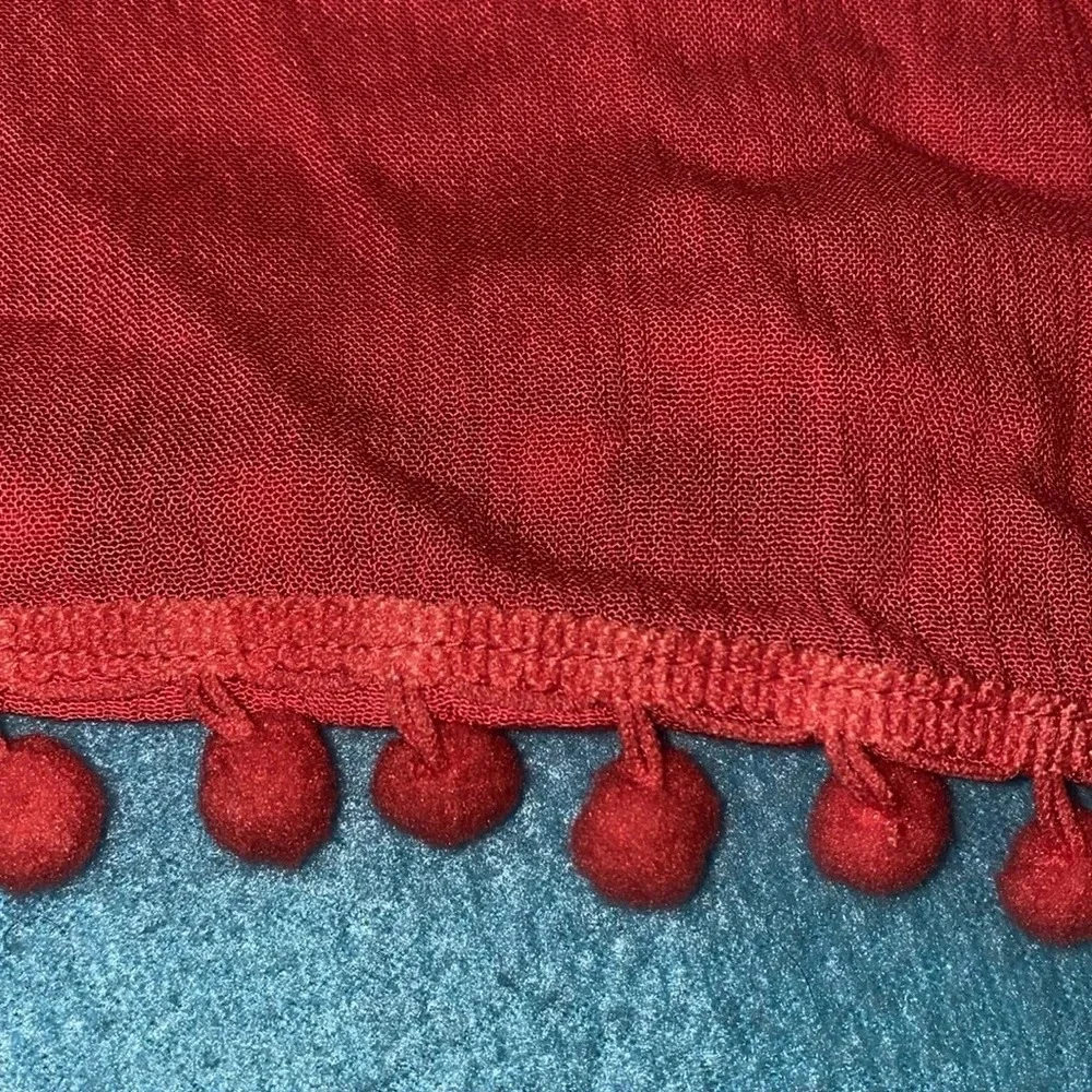 LANE BRYANT crochet & pom poms cover up kimono coral side slits NEW size OSFA